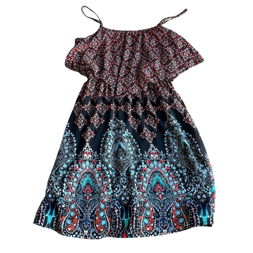 Xhilaration‎ Women’s Geometric Size D Blue Strappy Patterned Mini Dress